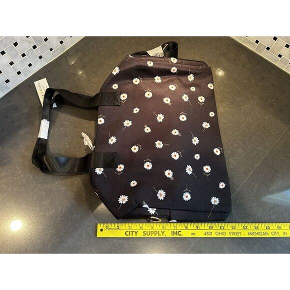 Alice + Olivia Daisy Black Floral Print Weekender Duffel Bag Overnight Handbag - Picture 6 of 7